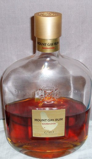 A well Sampled bottle of Mount Gay 1703